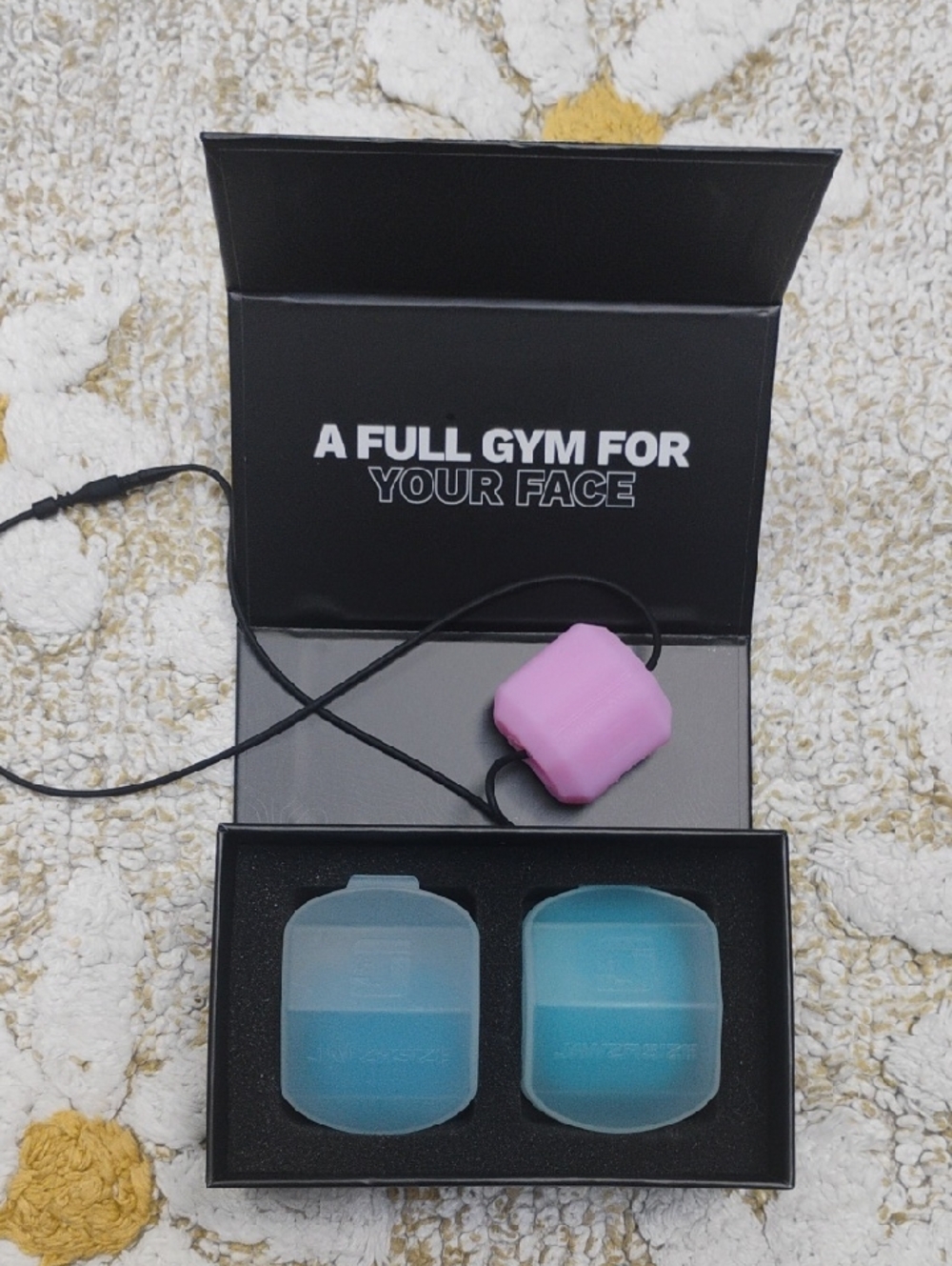 Facial Exercise Trainer Set with Pink Resistance Ball and Blue Pads